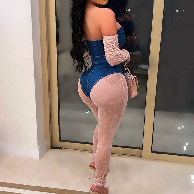 Women Sexy Off Shoulder Crop Top And Skinny Leggings Set