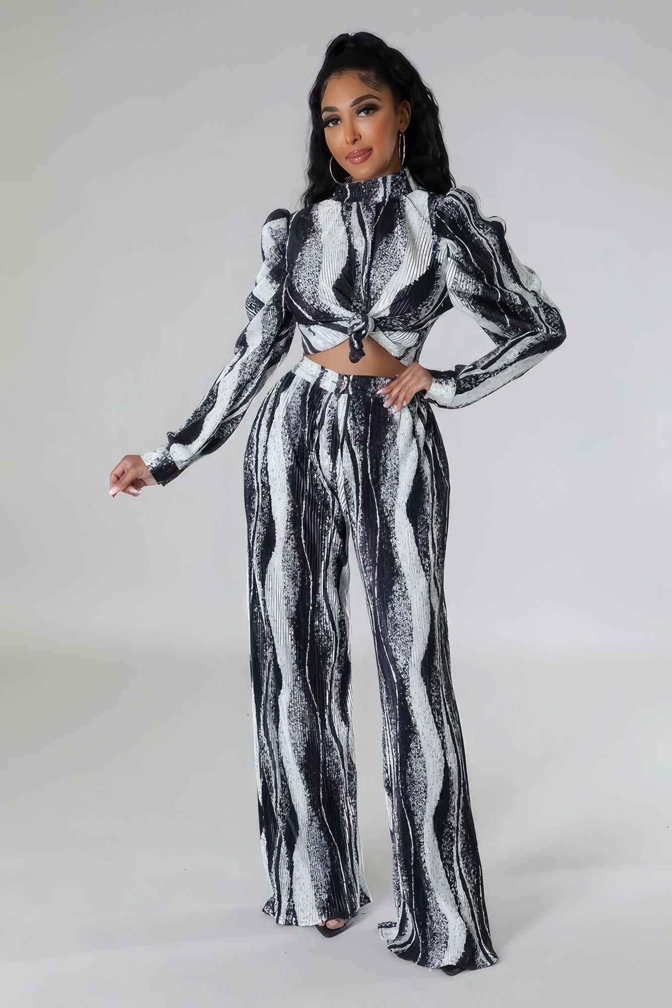 Ruffle Non-stretch Two-piece Set