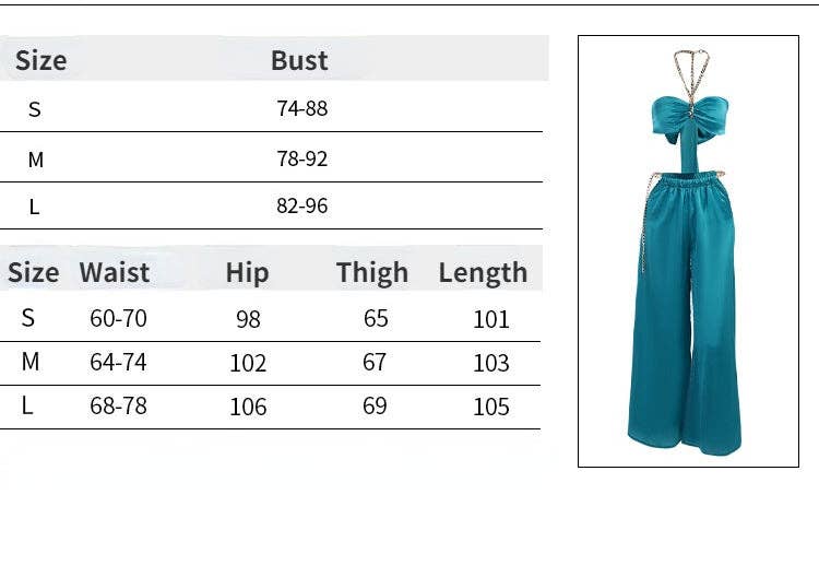 Sexy Halter Vest Crop top And Wide Leg Pants two-piece Suit