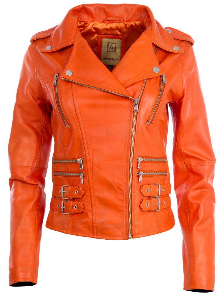 AGSM Women's Biker Jacket - Light Orange.
