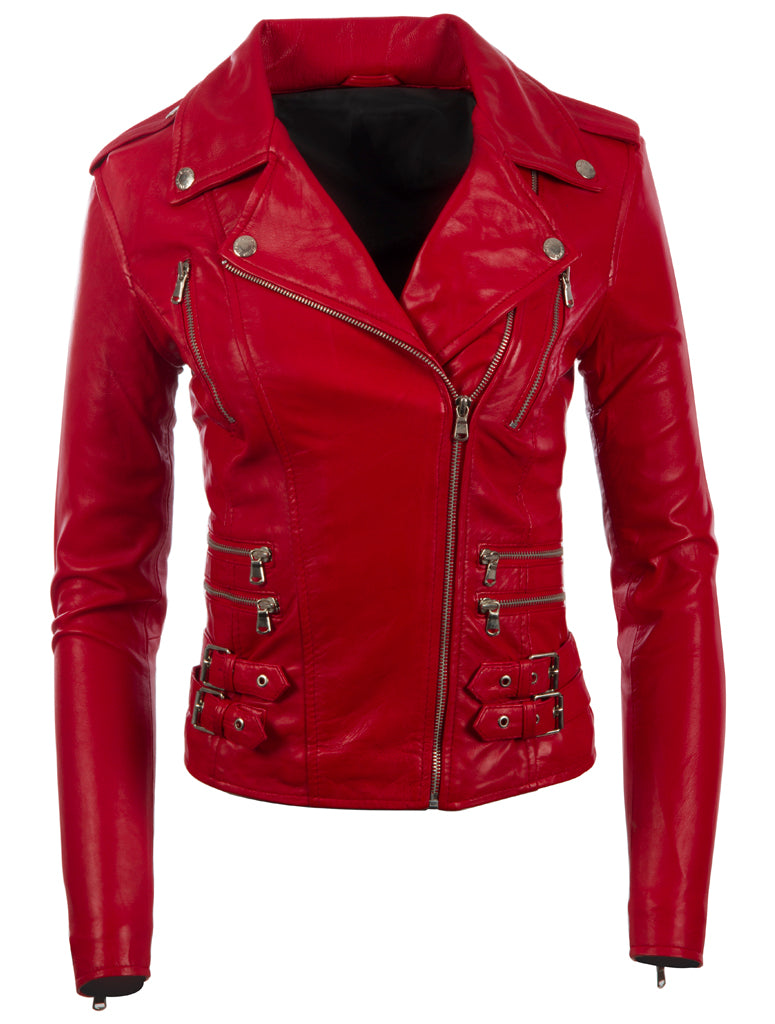 AGSM Women's Biker Jacket - Red.