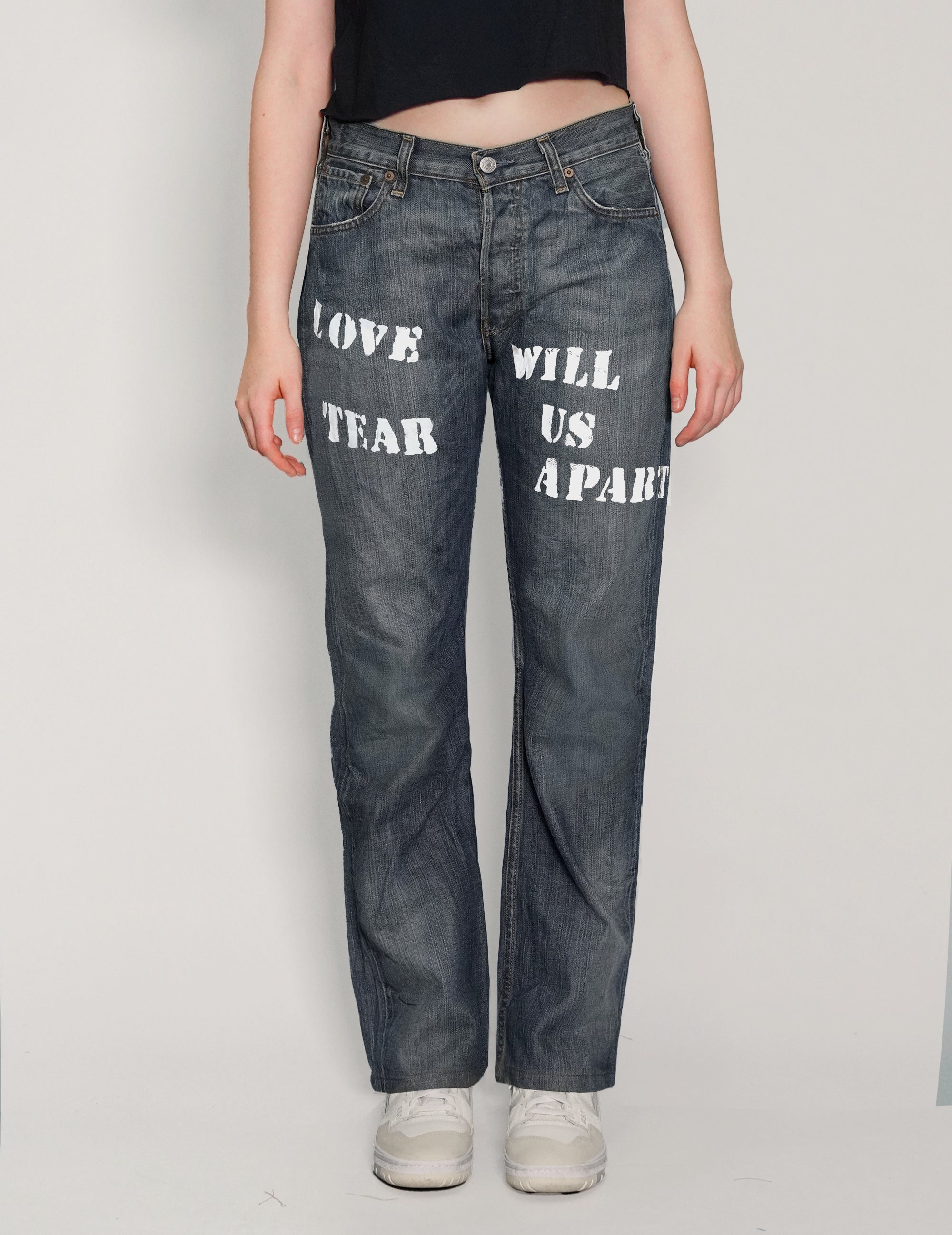 'Love Will Tear Us Apart' Jeans in Indigo.
