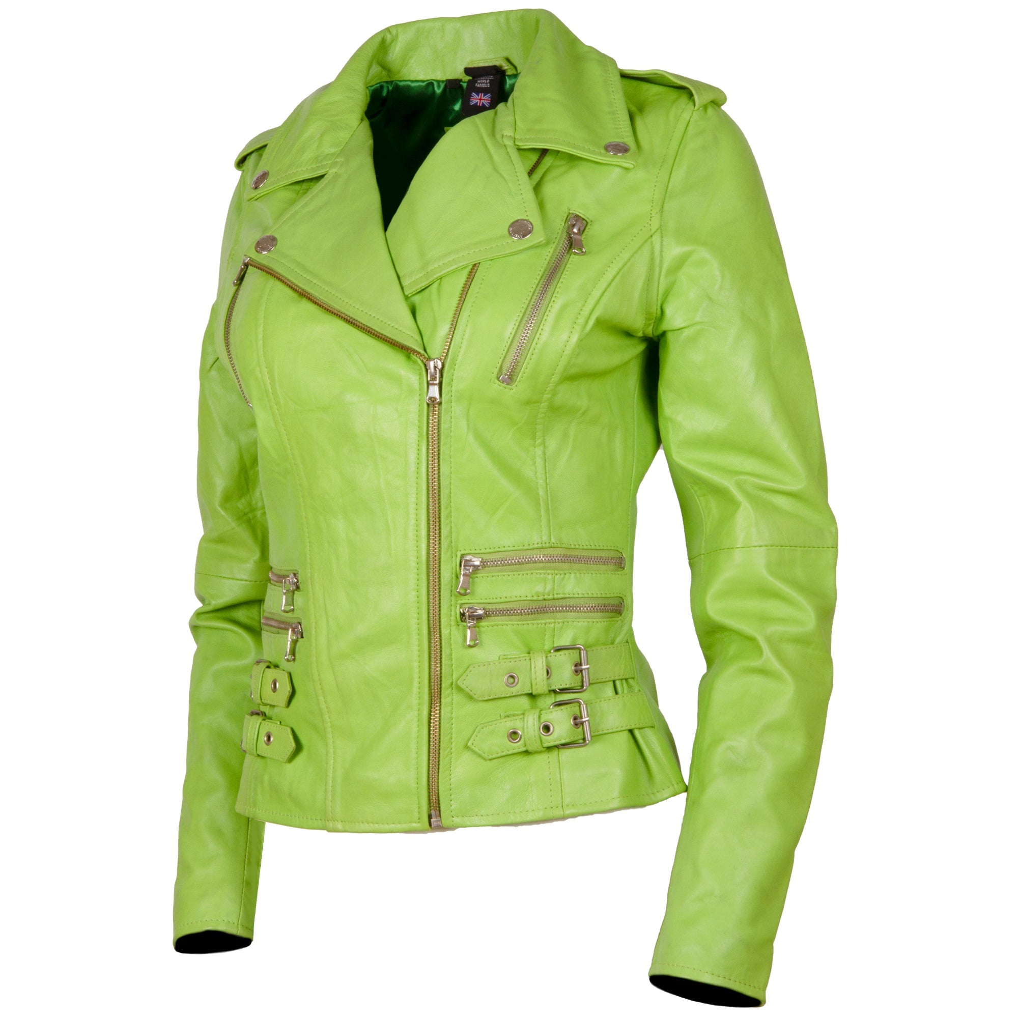 AGSM Women's Biker Jacket - Parrot Green.