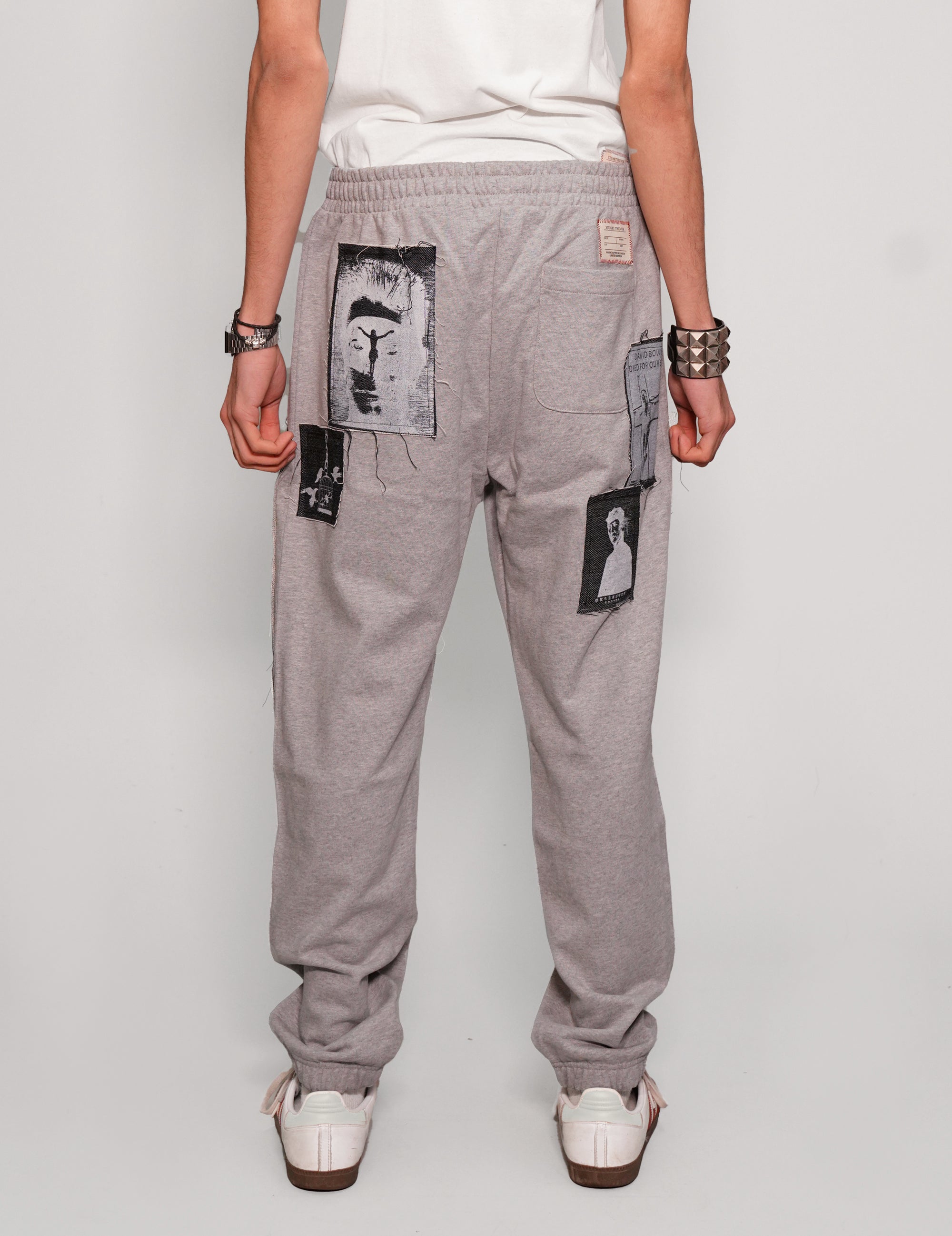 Multi-Patch Jogger Pants in Grey.
