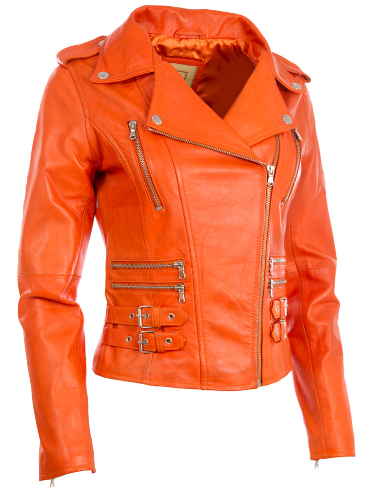 AGSM Women's Biker Jacket - Light Orange.