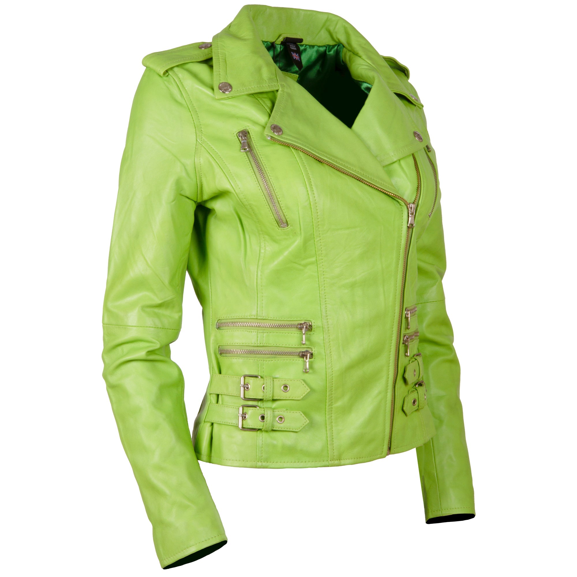 AGSM Women's Biker Jacket - Parrot Green.