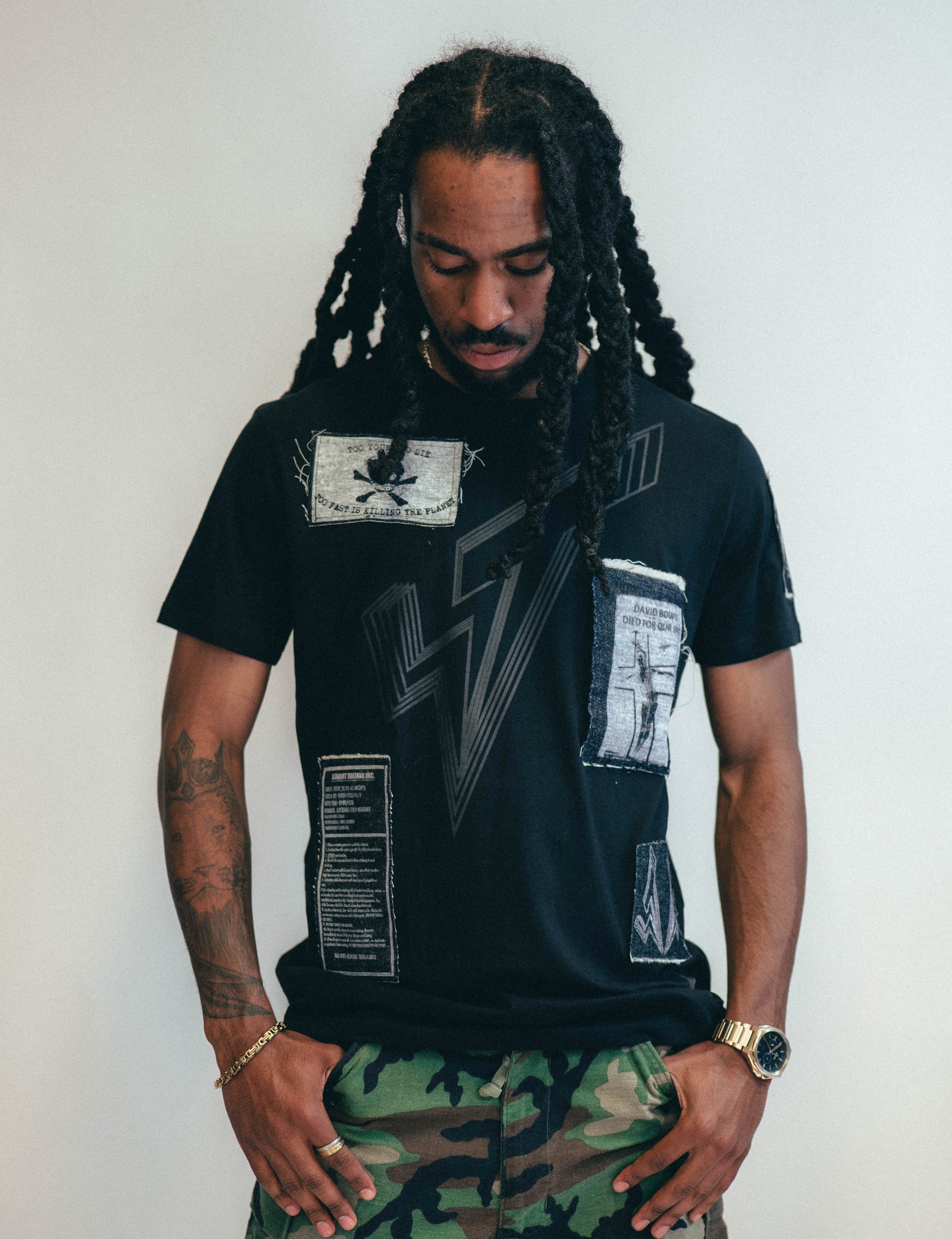 ST Patched Logo T-Shirt in Black.