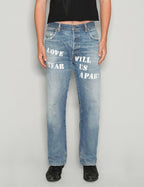 'Love Will Tear Us Apart' Jeans in Light Blue.