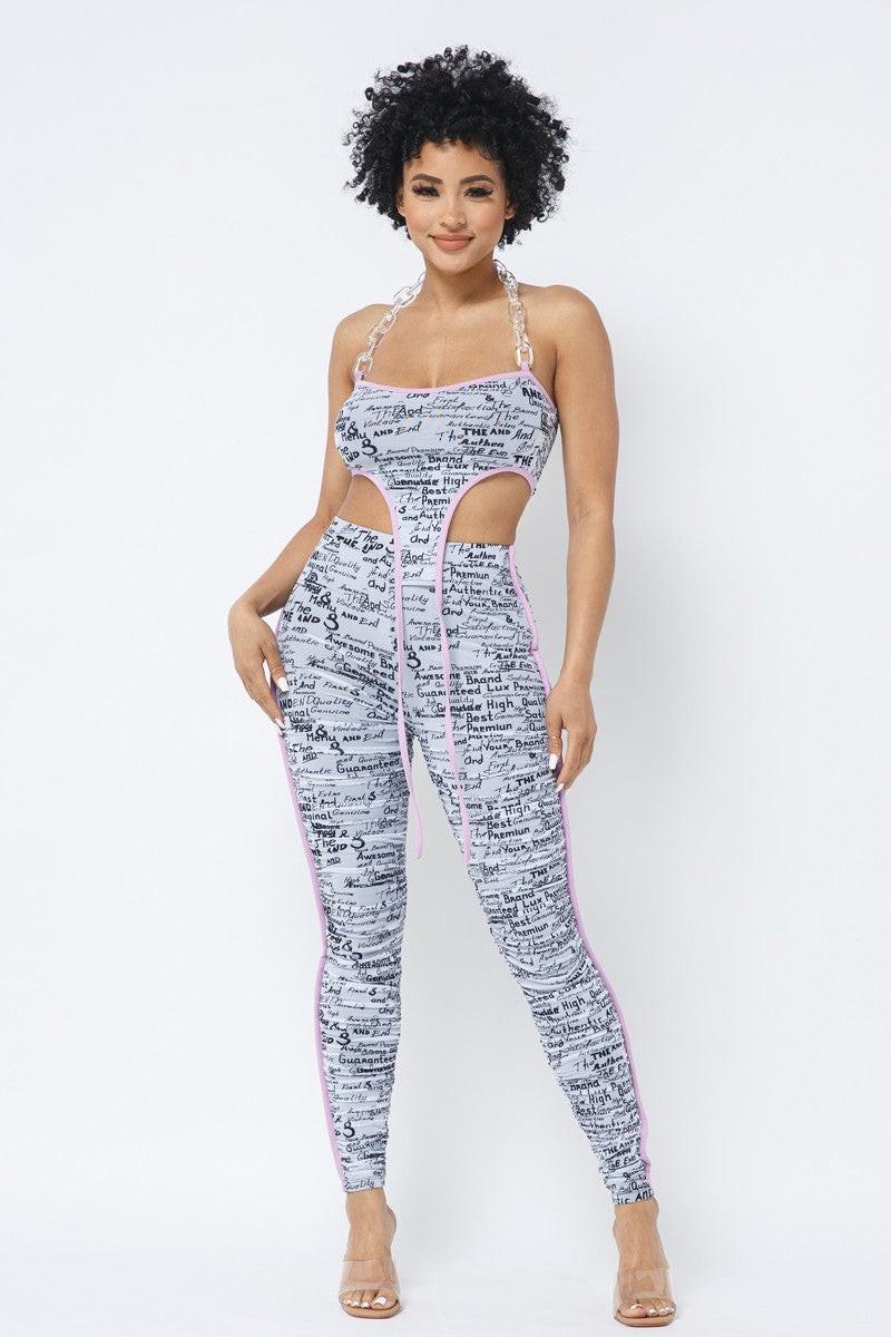 Mesh Print Crop and Leggings Set.