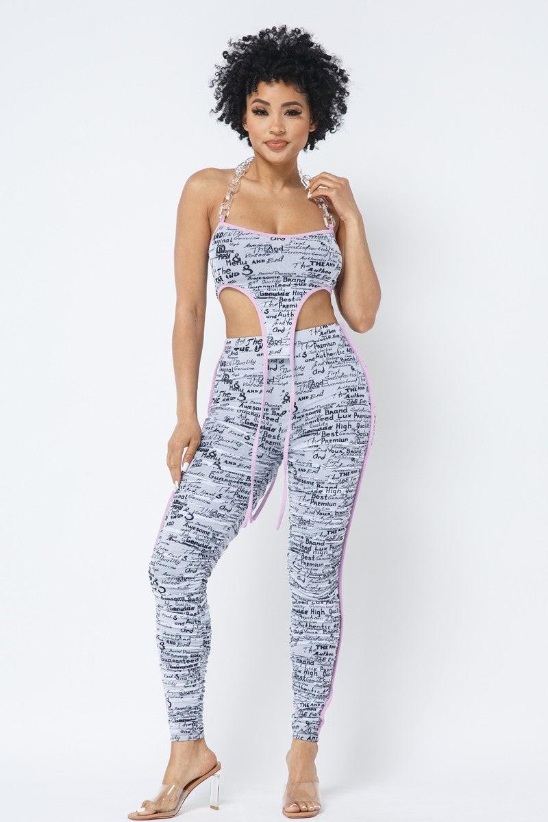 Mesh Print Crop and Leggings Set.