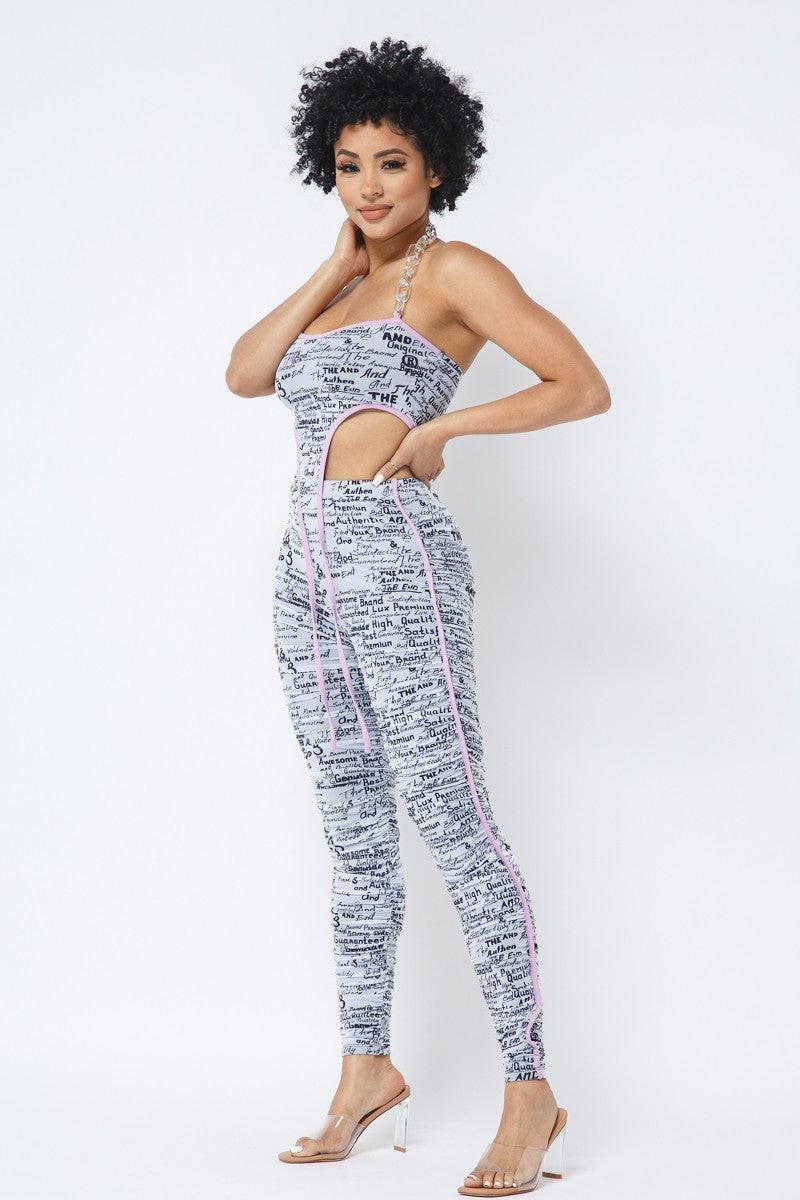 Mesh Print Crop and Leggings Set.