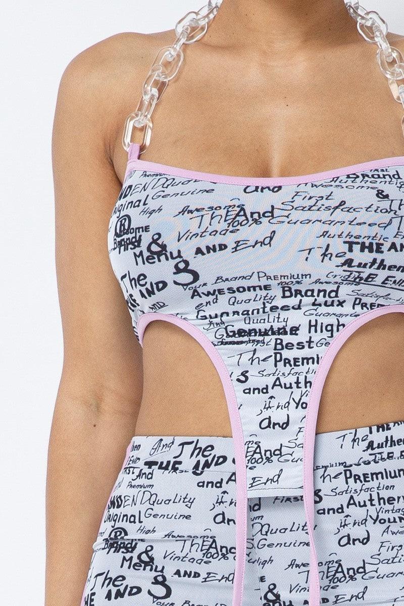 Mesh Print Crop and Leggings Set.