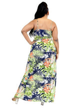 Plus Tropical Leaf Print Surplice Maxi Dress.