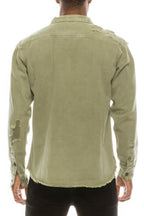 Men's Ripped Denim Overshirt.