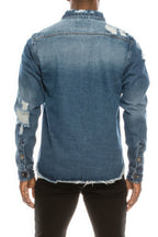 Men's Ripped Denim Overshirt.