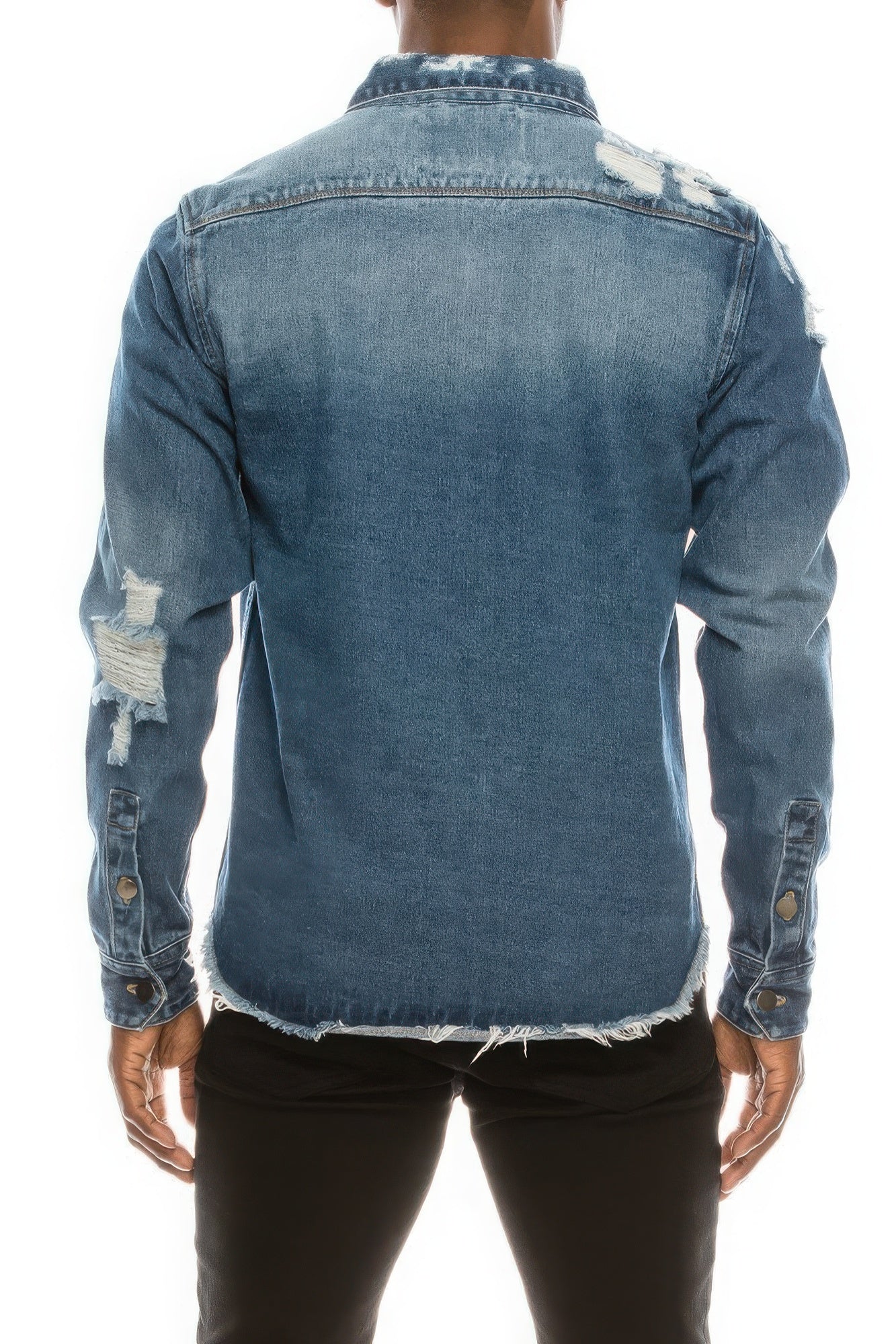 Men's Ripped Denim Overshirt.