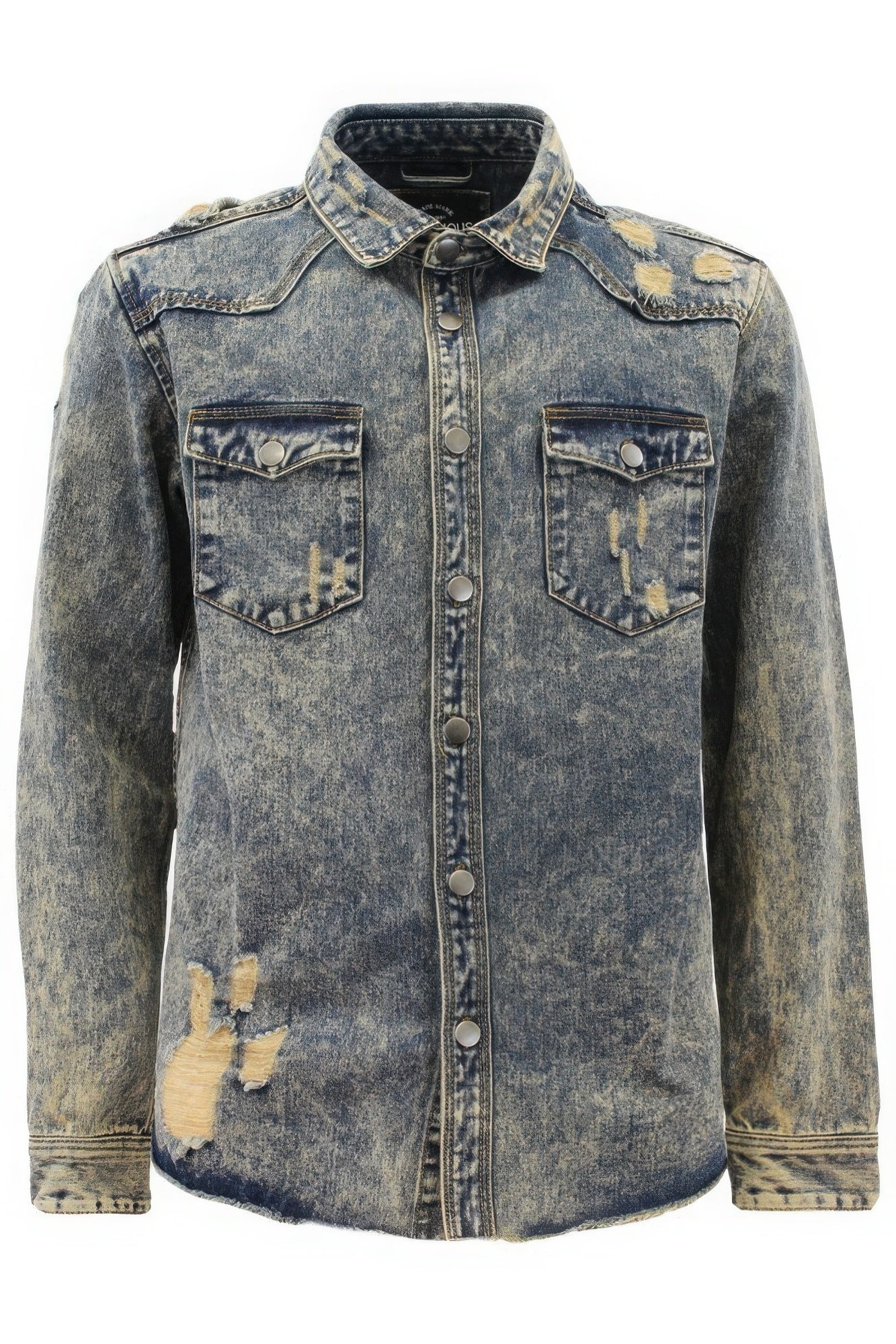Men's Ripped Denim Overshirt.