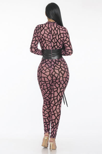 Geometric Printed Jersey Jumpsuit.