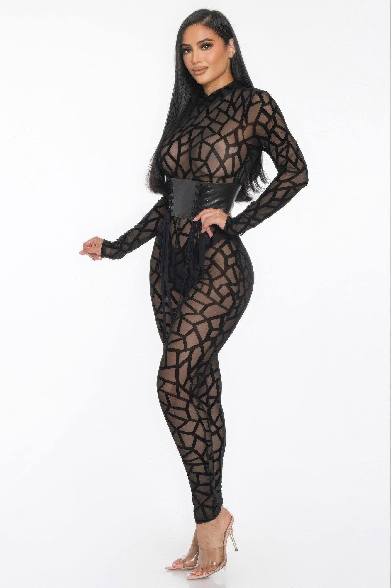 Geometric Printed Jersey Jumpsuit.