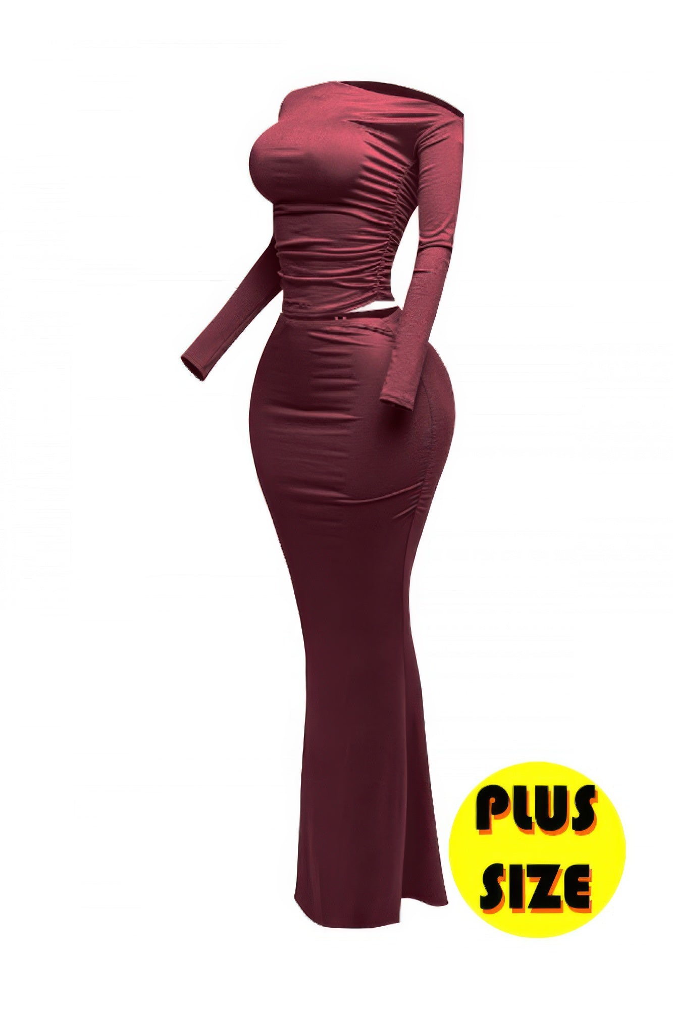 Plus Size One Side Off Shoulder Top & Skirt Set.