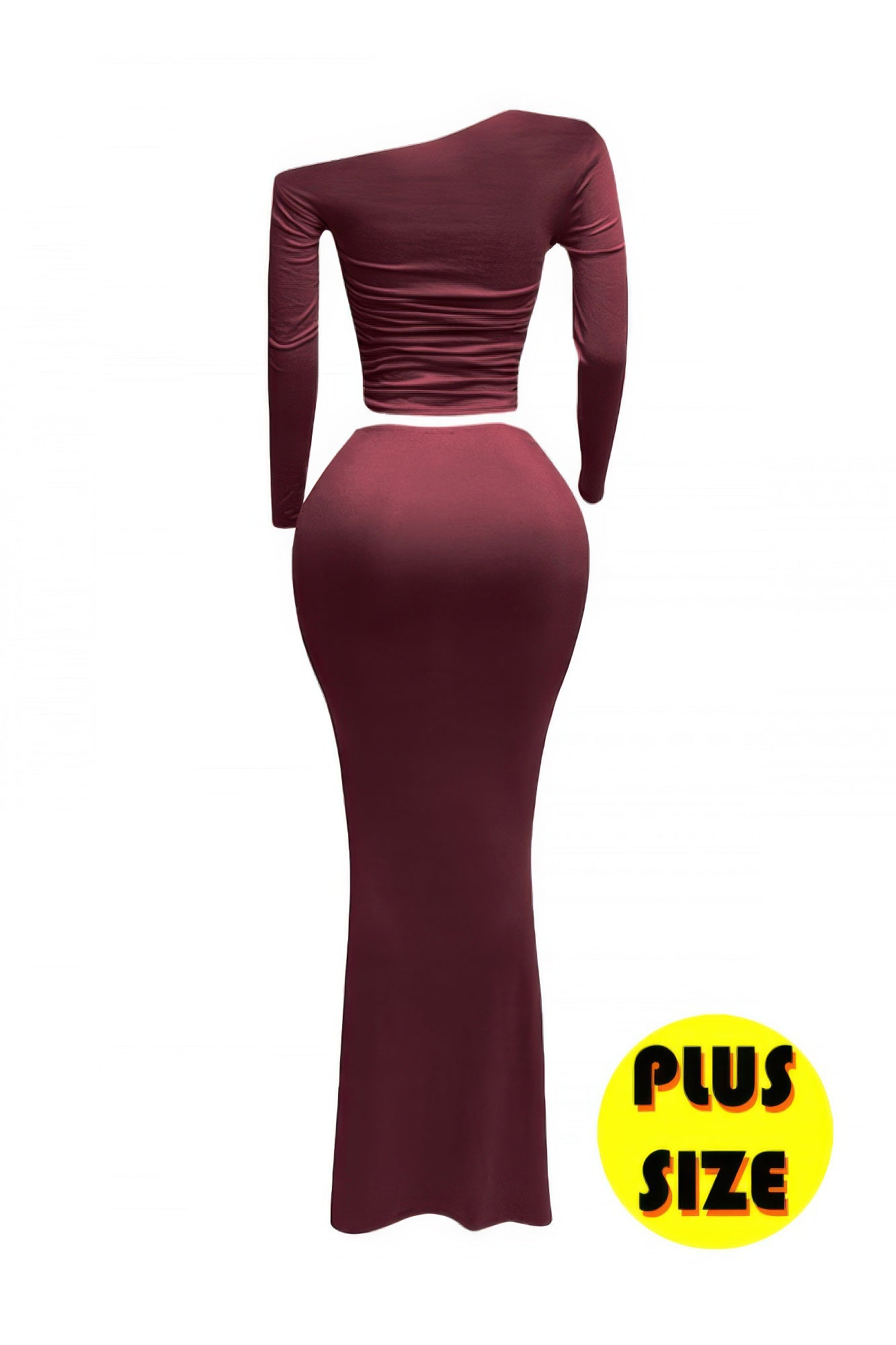 Plus Size One Side Off Shoulder Top & Skirt Set.