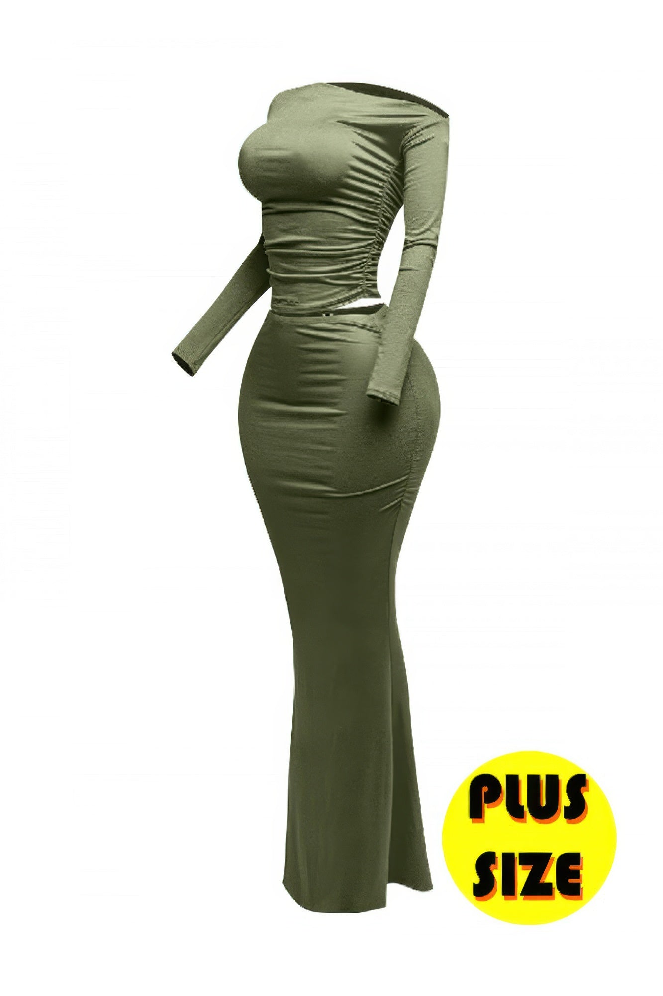 Plus Size One Side Off Shoulder Top & Skirt Set.