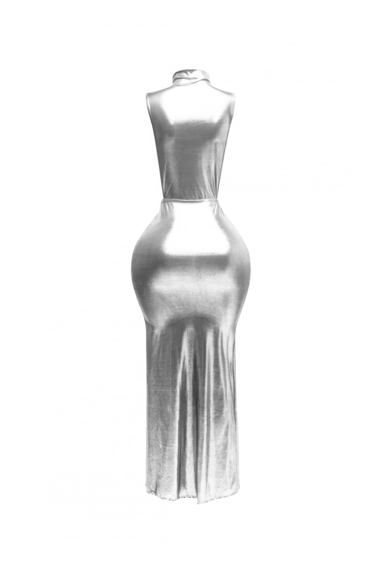 Mock Neck And Tied Waist Dress.