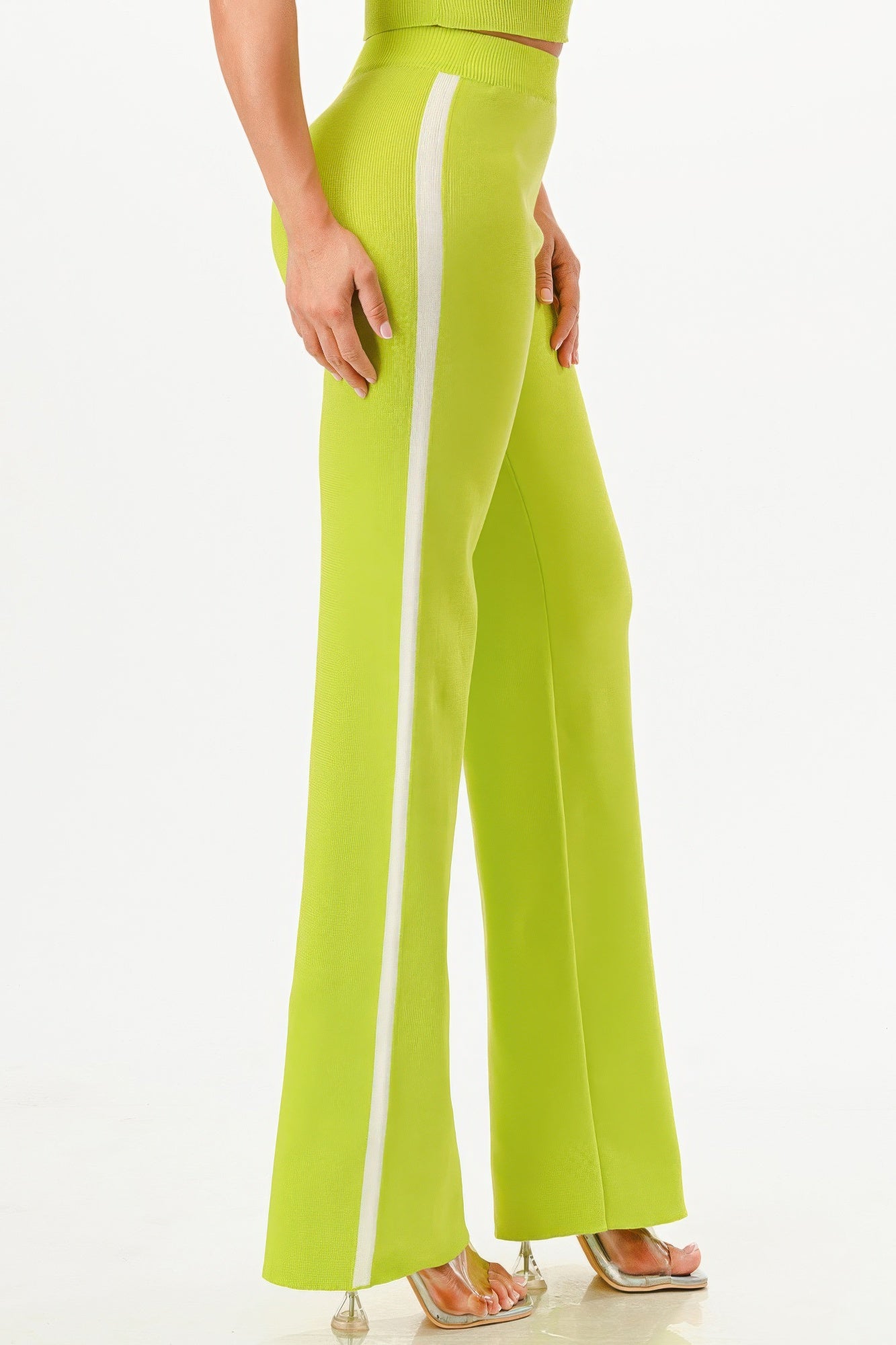 Cropped Polo Sweater Shirt And Pants Set.