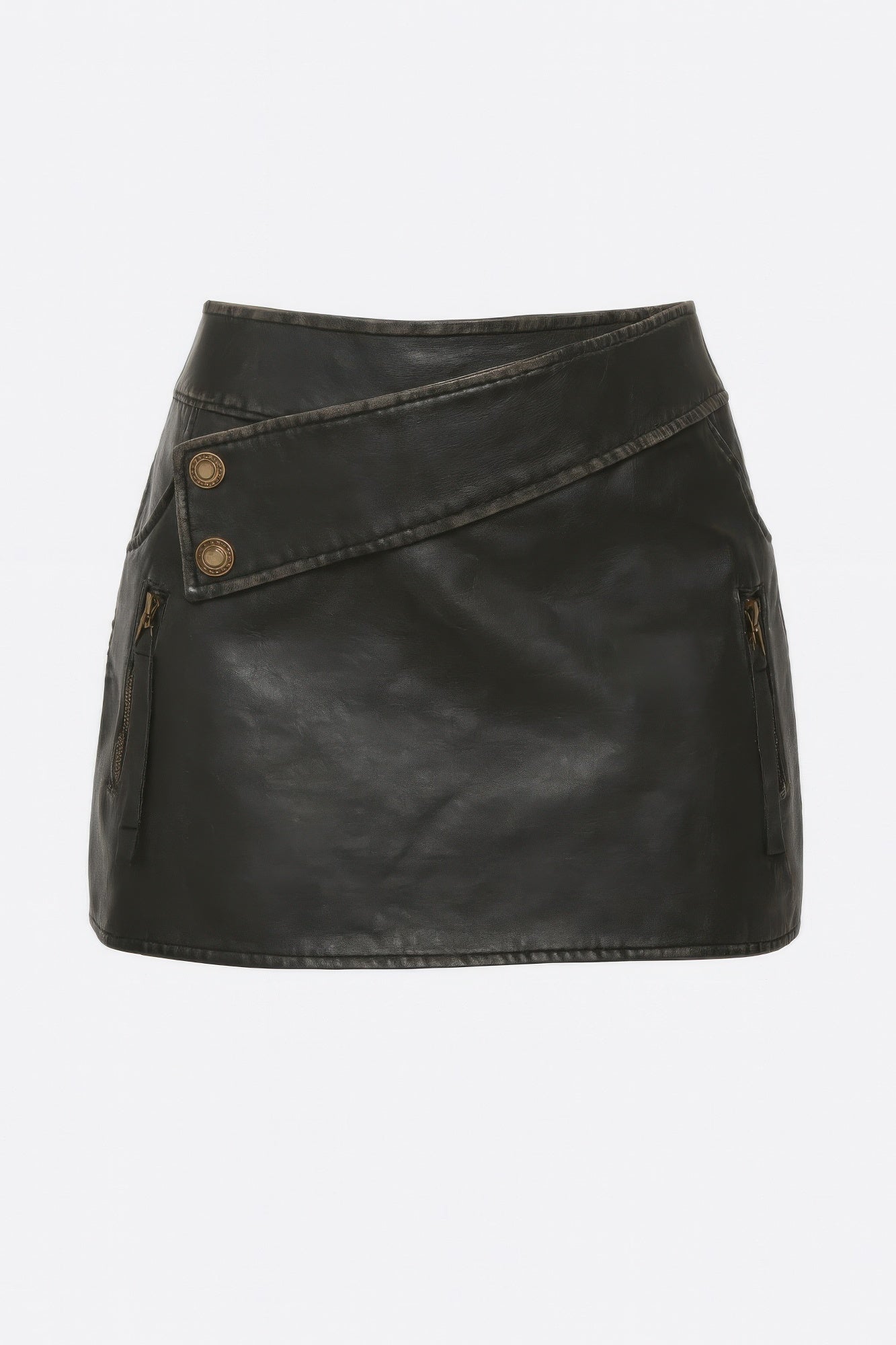 Faux Leather Strap Mini Skirt.