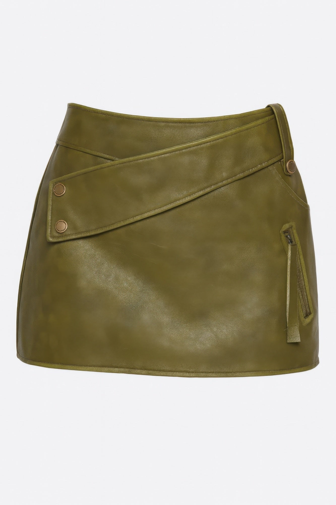 Faux Leather Strap Mini Skirt.