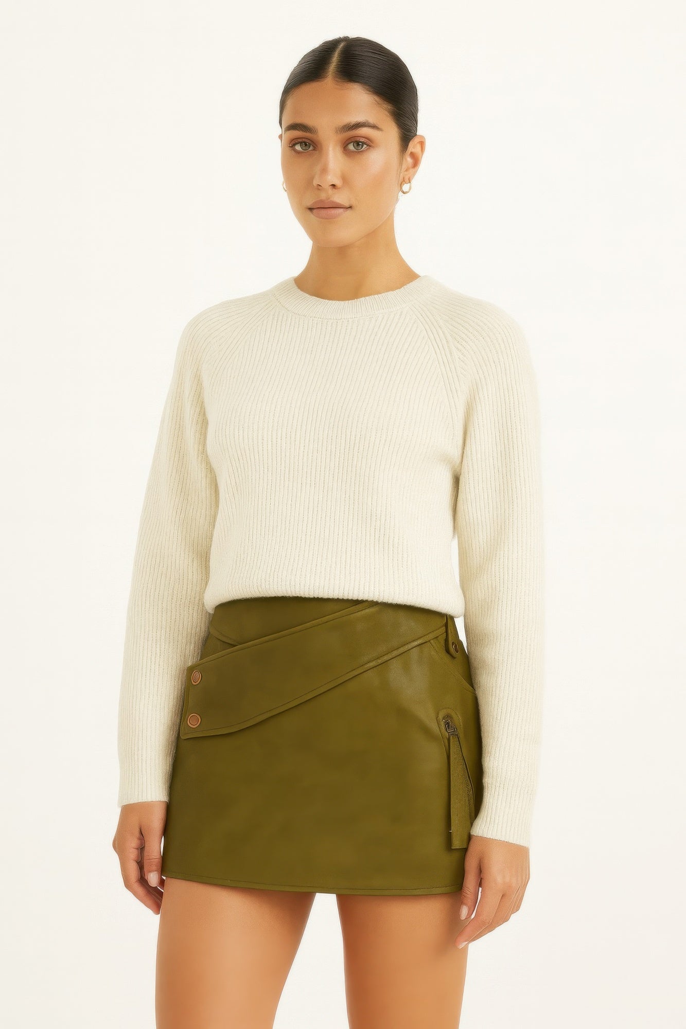 Faux Leather Strap Mini Skirt.