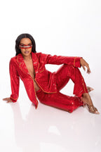 Sequin Collared Two Piece Set.