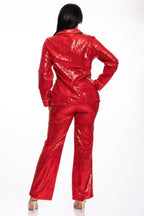 Sequin Collared Two Piece Set.