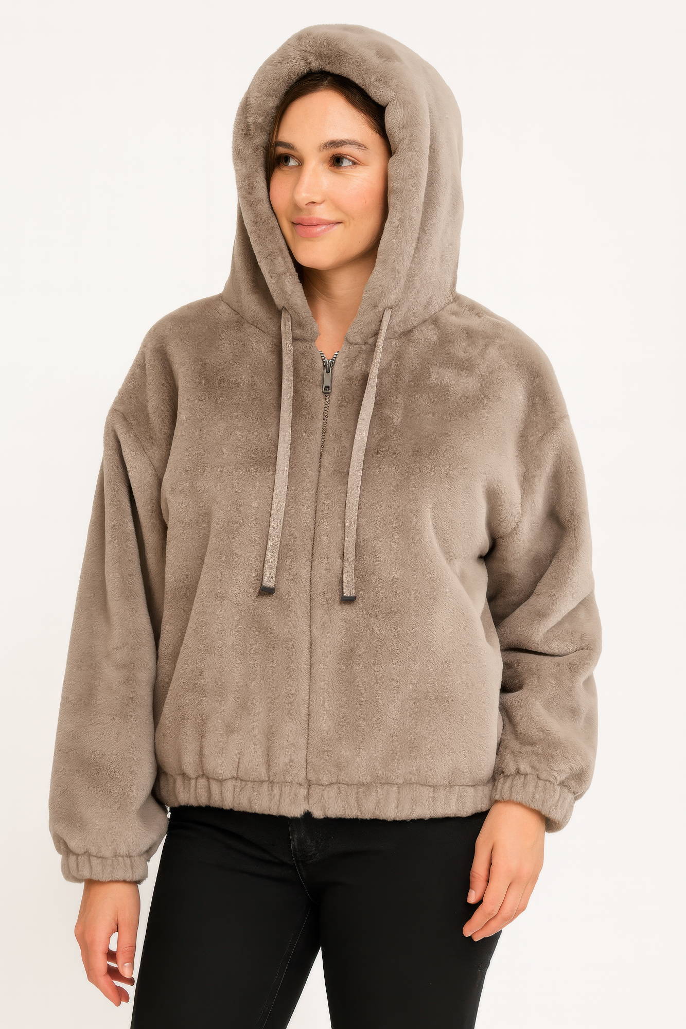 Plush Zip-Up Hooded Jacket.