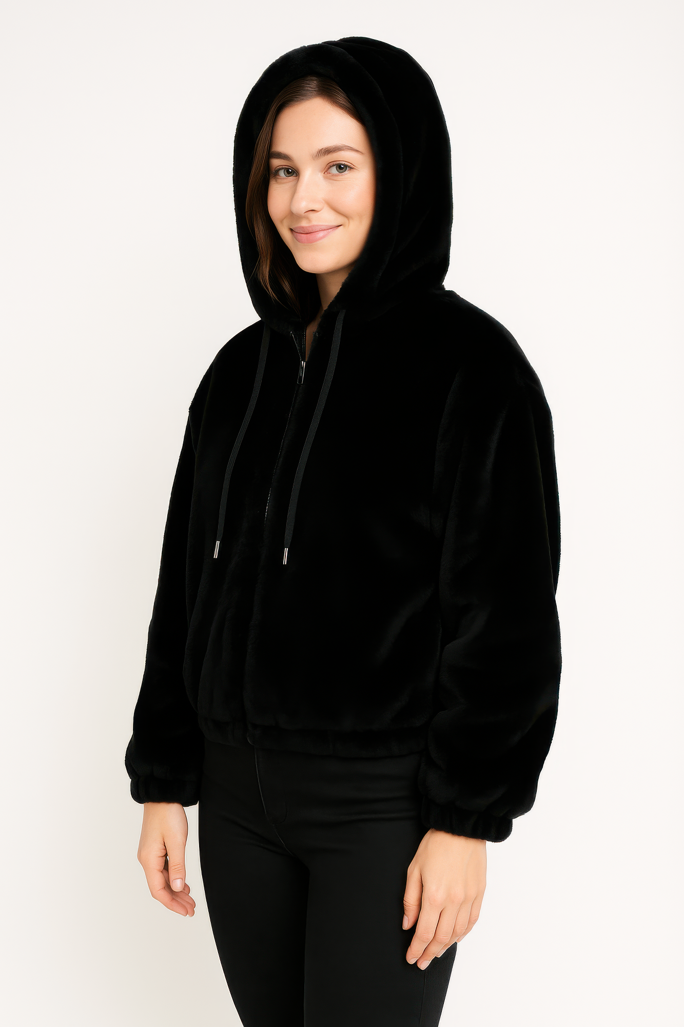 Plush Zip-Up Hooded Jacket.