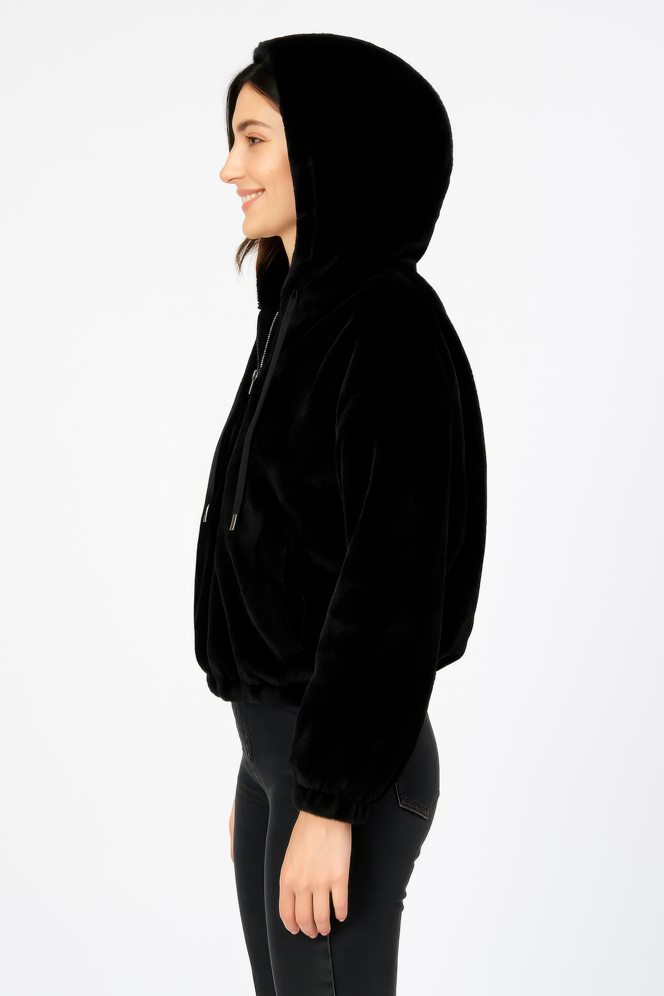 Plush Zip-Up Hooded Jacket.