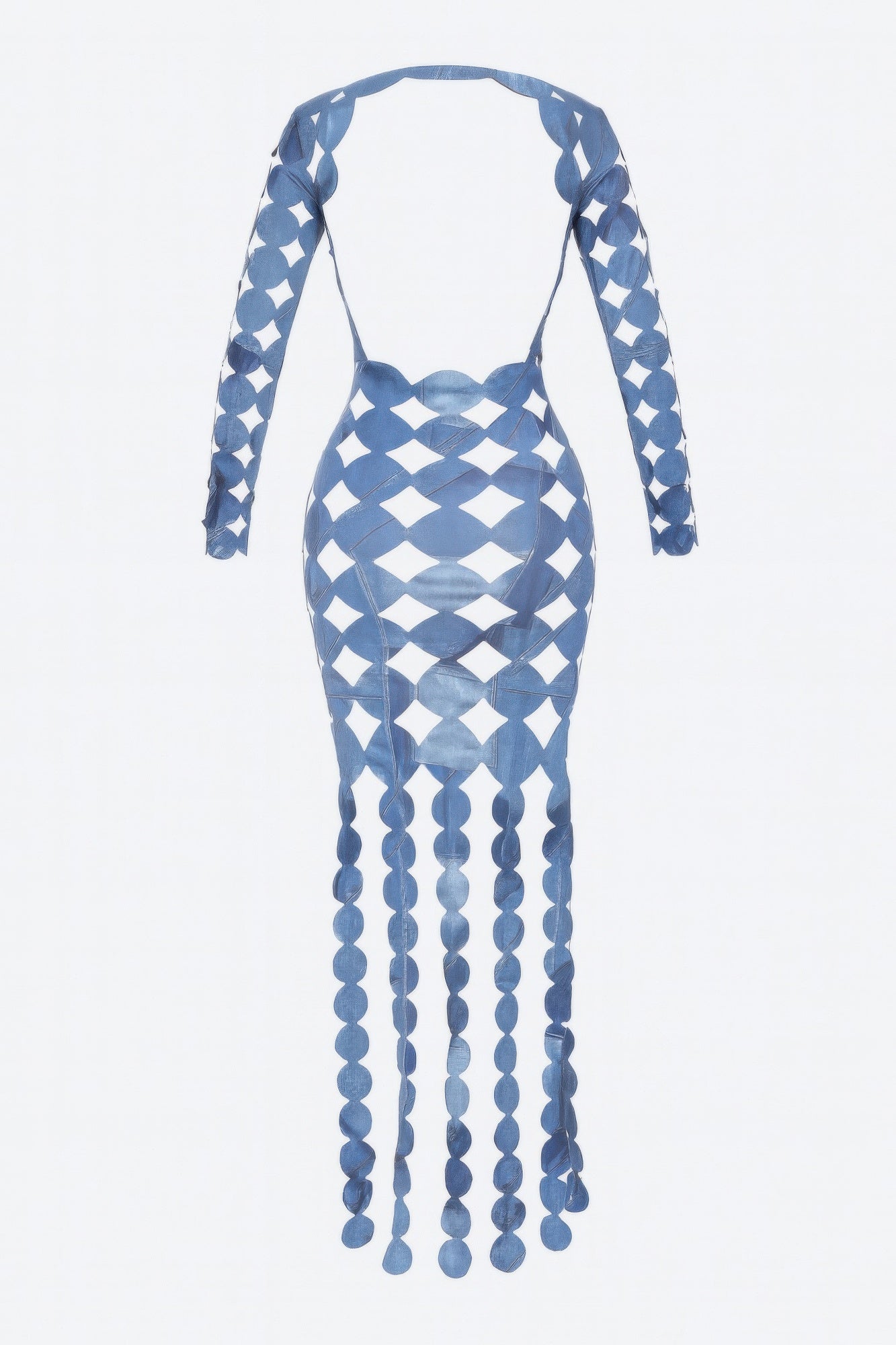 Denim Print Sexy Cut Out Maxi Dress.