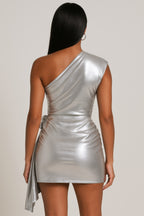 Metallic One Shoulder Crop Top Set.