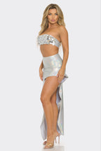 Metallic Sequin Crop Top & Skirt Set.