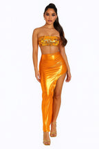 Metallic Sequin Crop Top & Skirt Set.