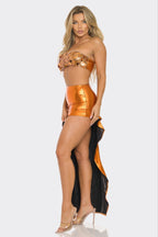 Metallic Sequin Crop Top & Skirt Set.