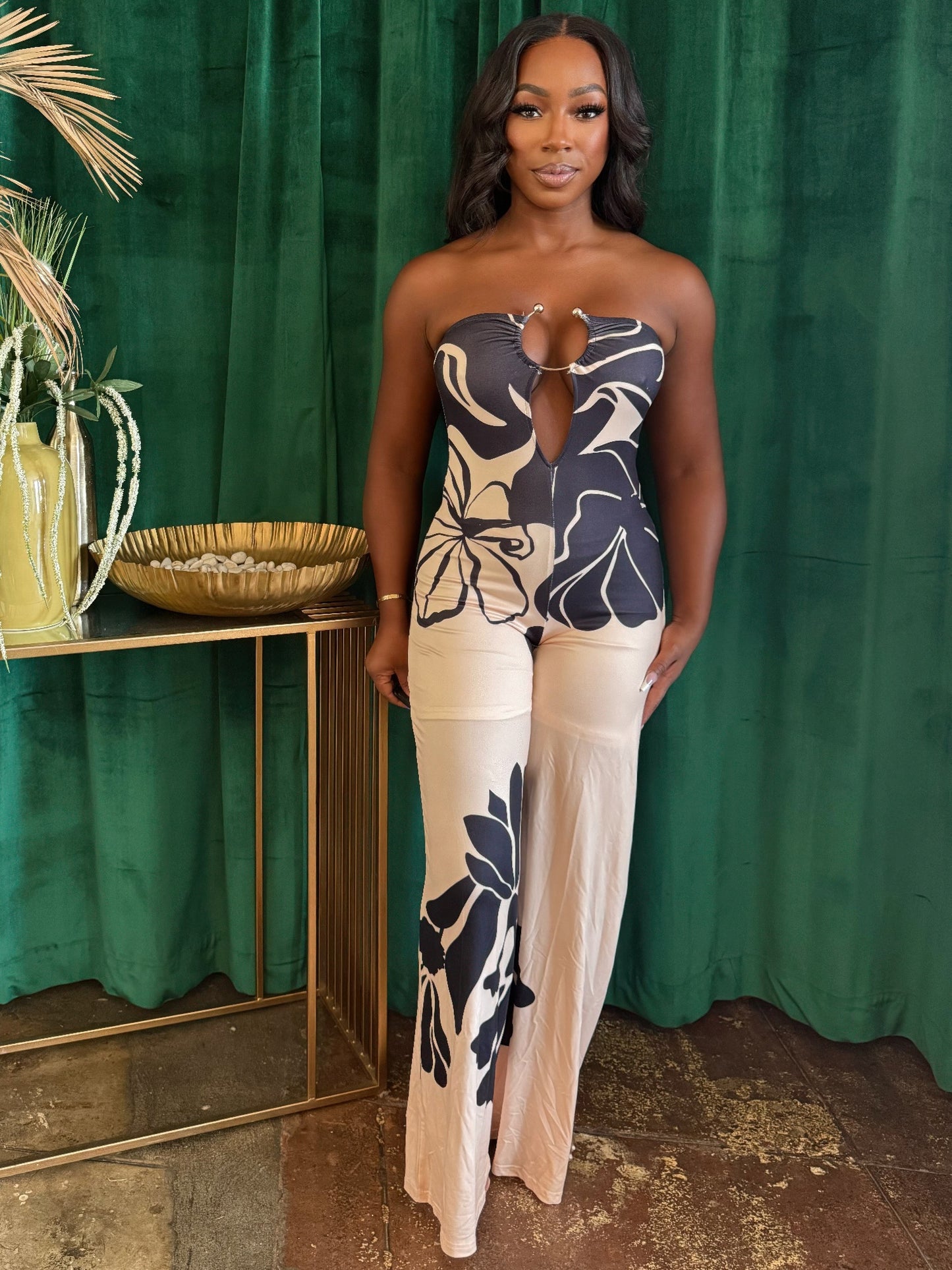 Midnight Bloom Halter Jumpsuit.