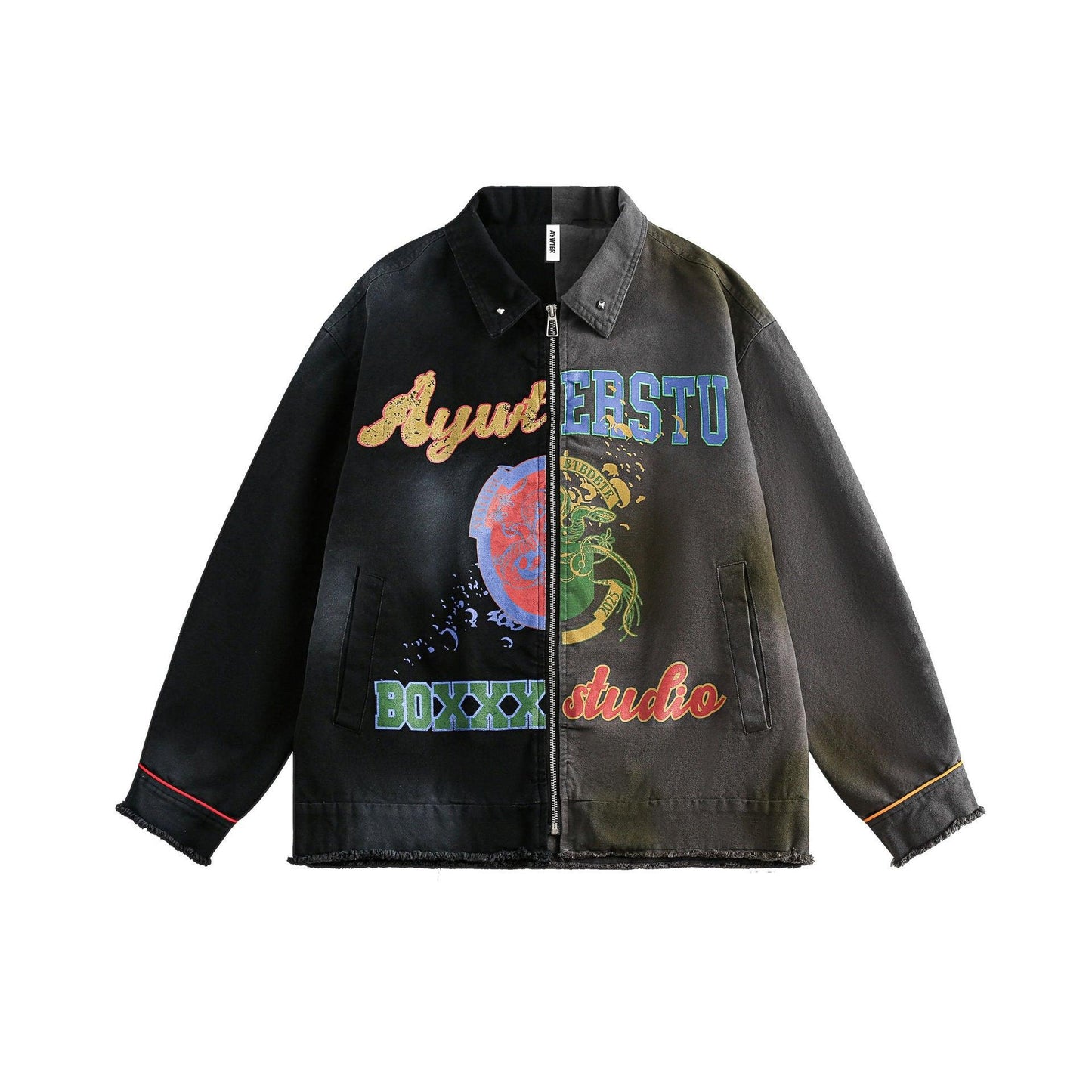 Graffiti Stitching Jacket – Unisex, Loose Fit