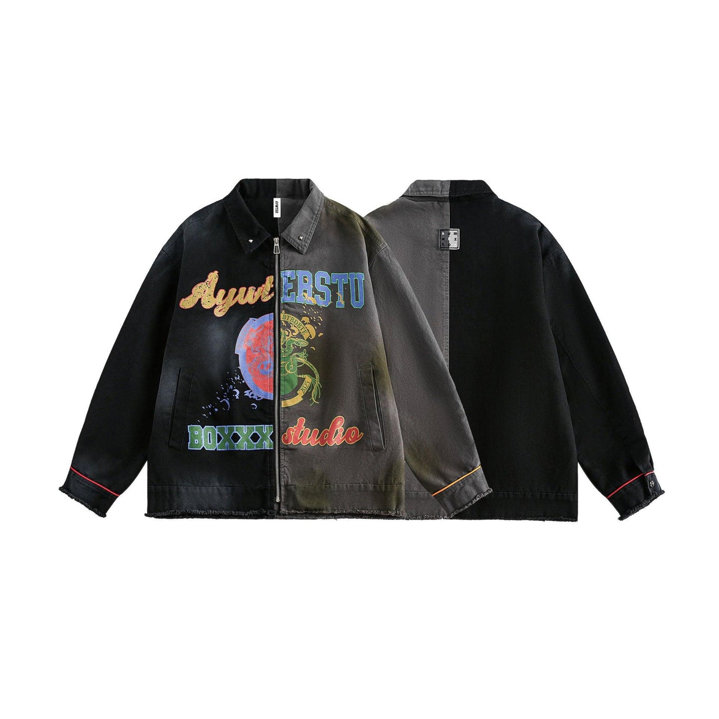 Graffiti Stitching Jacket – Unisex, Loose Fit