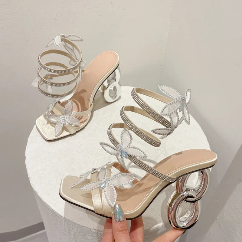 Butterfly Strap Square Toe Heels.