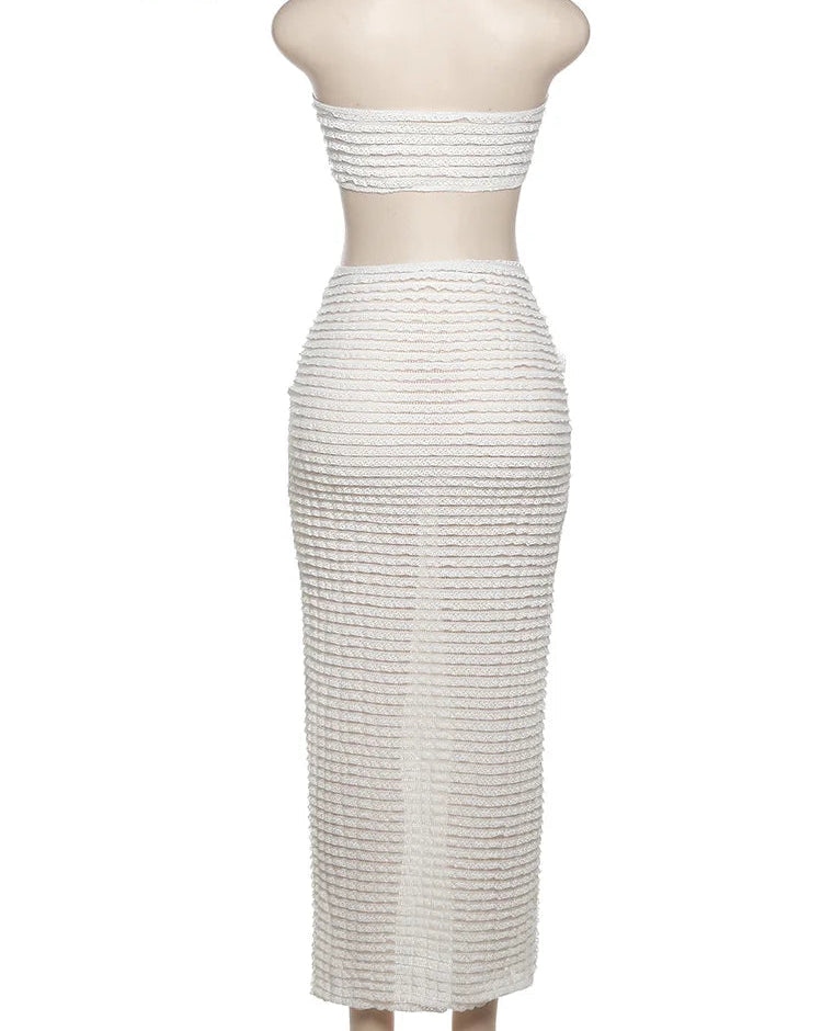Knotted Strapless Top + Bandage Skirt Set