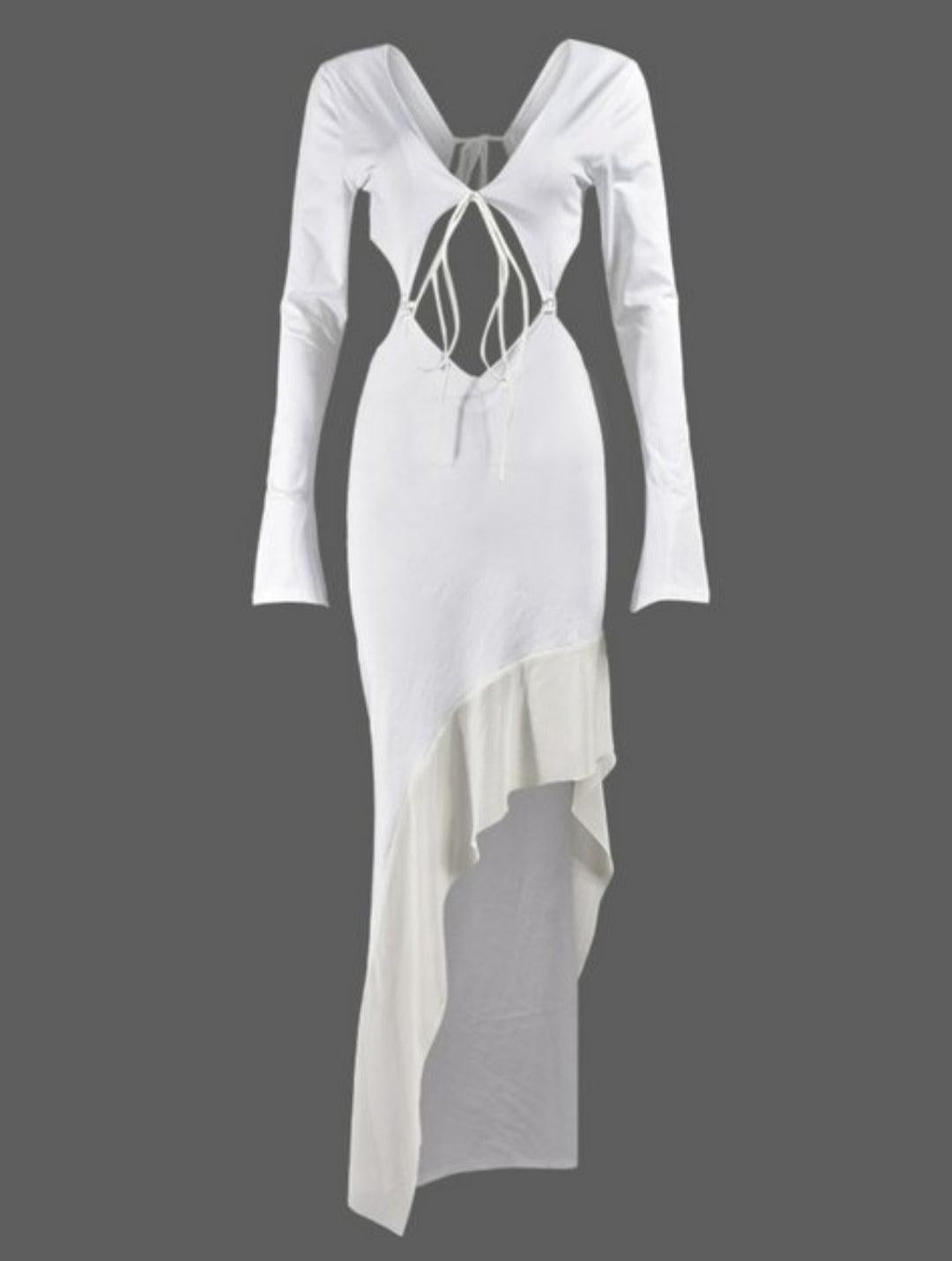 Flounce Bandage Cut Out Bodycon Dress.