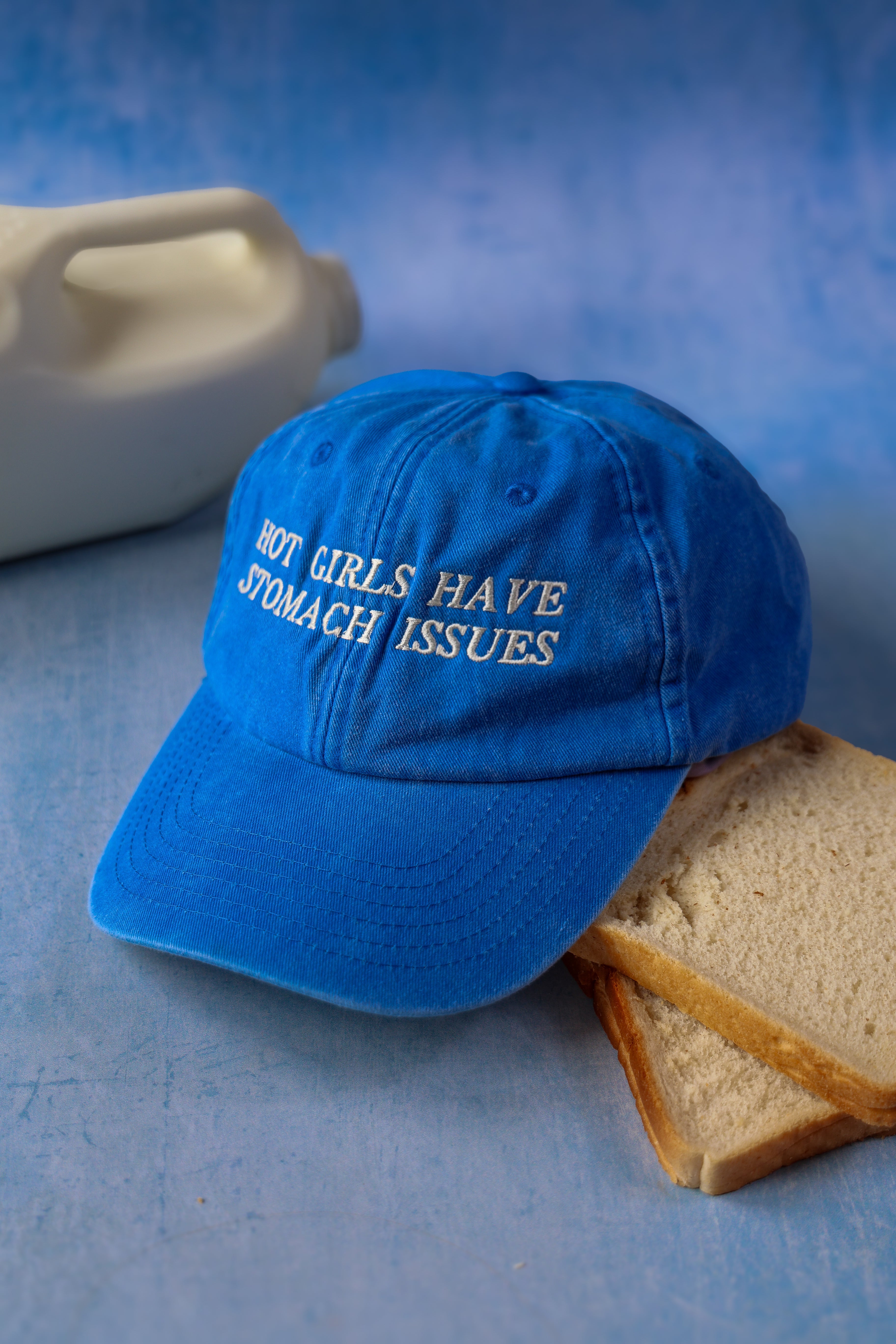 Hot Girls Have Stomach Issues embroidered baseball cap.