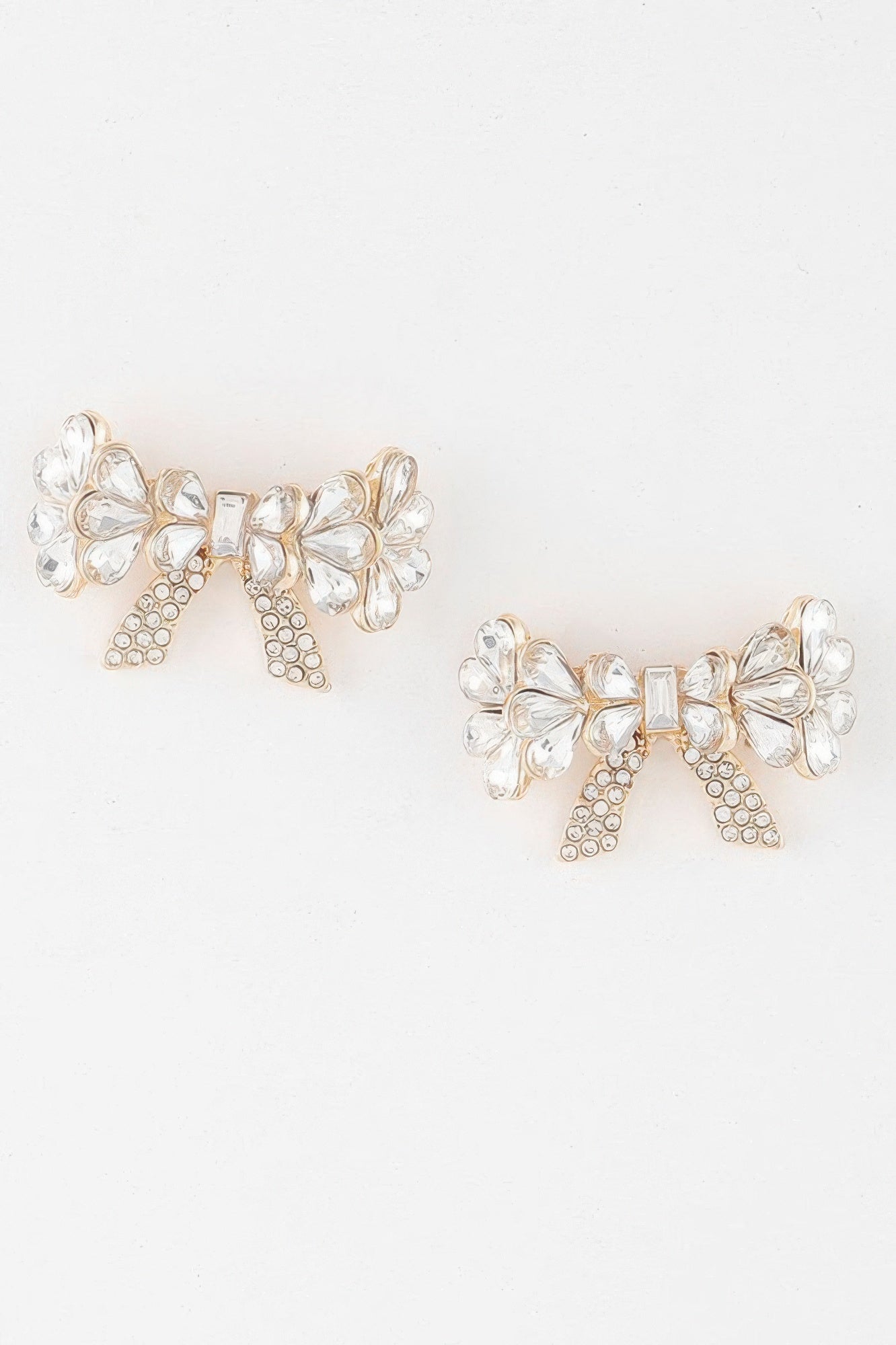 Crystal Teardrop Ribbon Earrings.