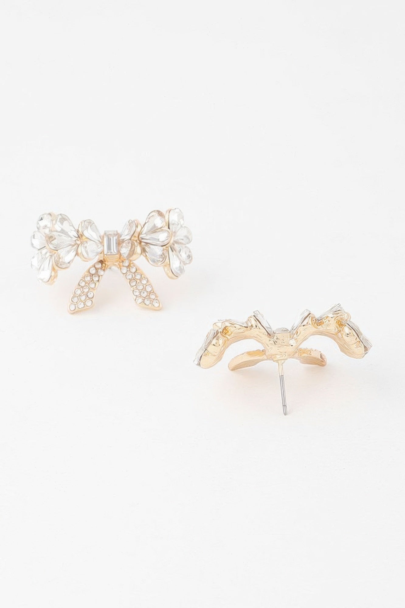 Crystal Teardrop Ribbon Earrings.